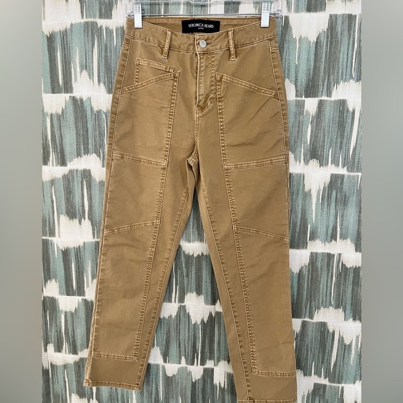 Veronica Beard- Arya Straight Leg Crop High Rise Khaki Pants - 24 - Picture 3 of 8